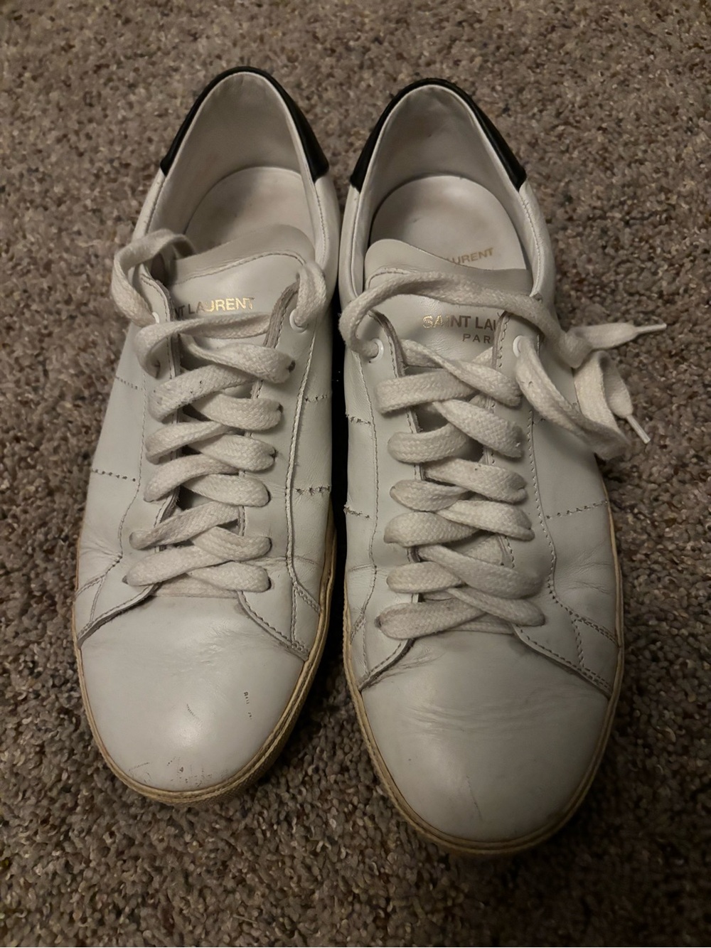 Saint Laurent White Low-Top Leather Sneakers Size 38 1/2